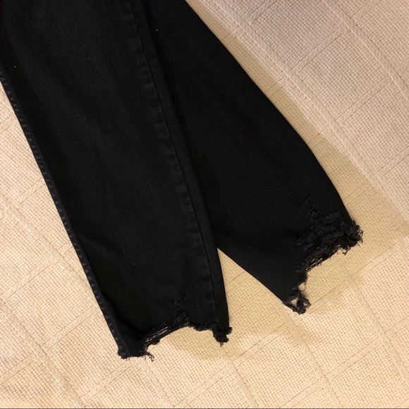 Topman Washed Black Raw Hem Skinny Jeans - Picture 3 of 5
